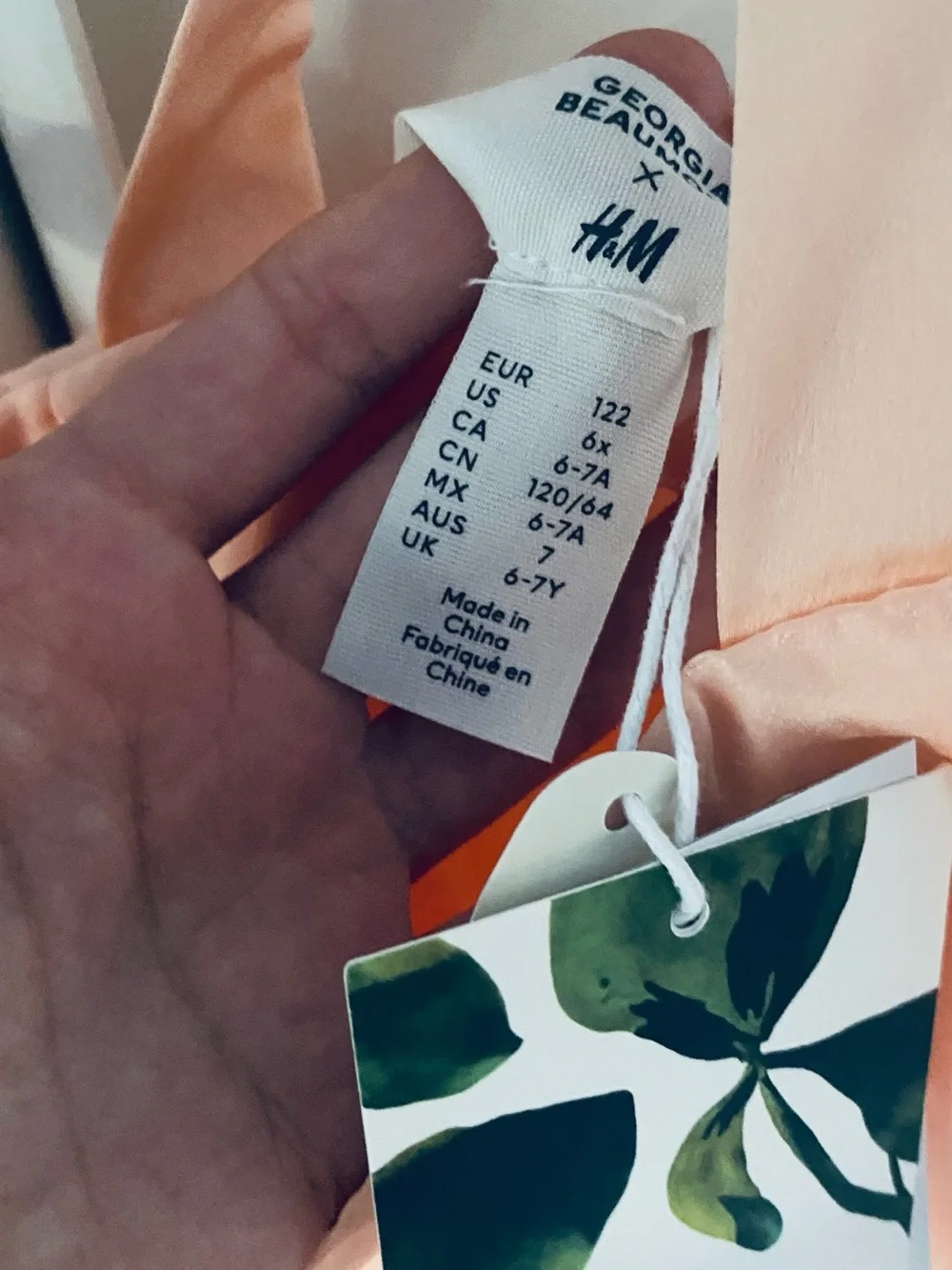 H&M Peach Pink Organza Butterfly Appliqué Dress